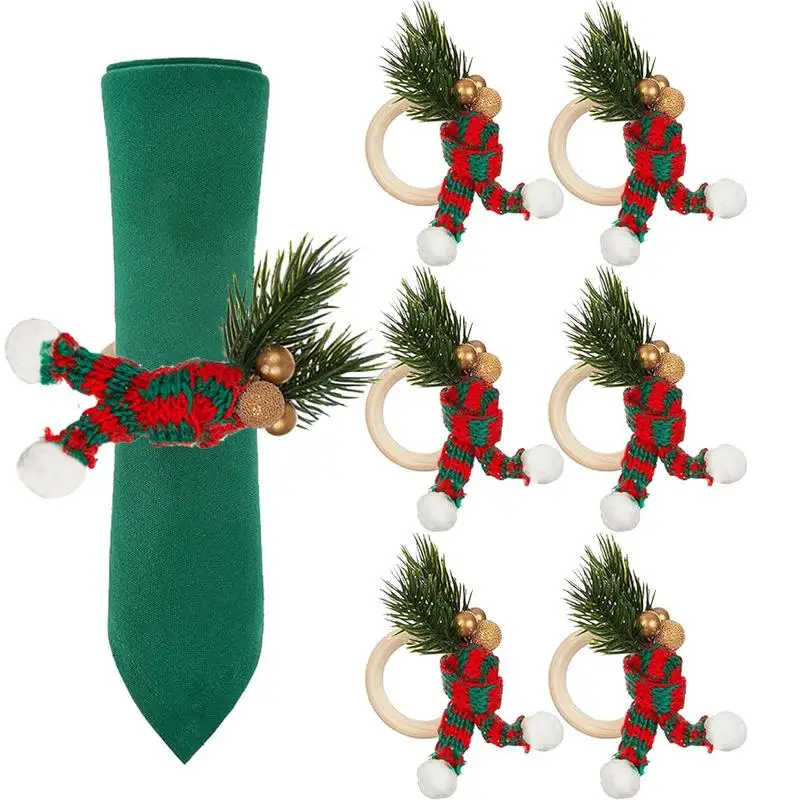 Christmas Napkin Rings Set Homemade Dinner Napkin Holders Christmas Hat Scarf Pine Needles Napkin Rings Set Of 6 Dining Table