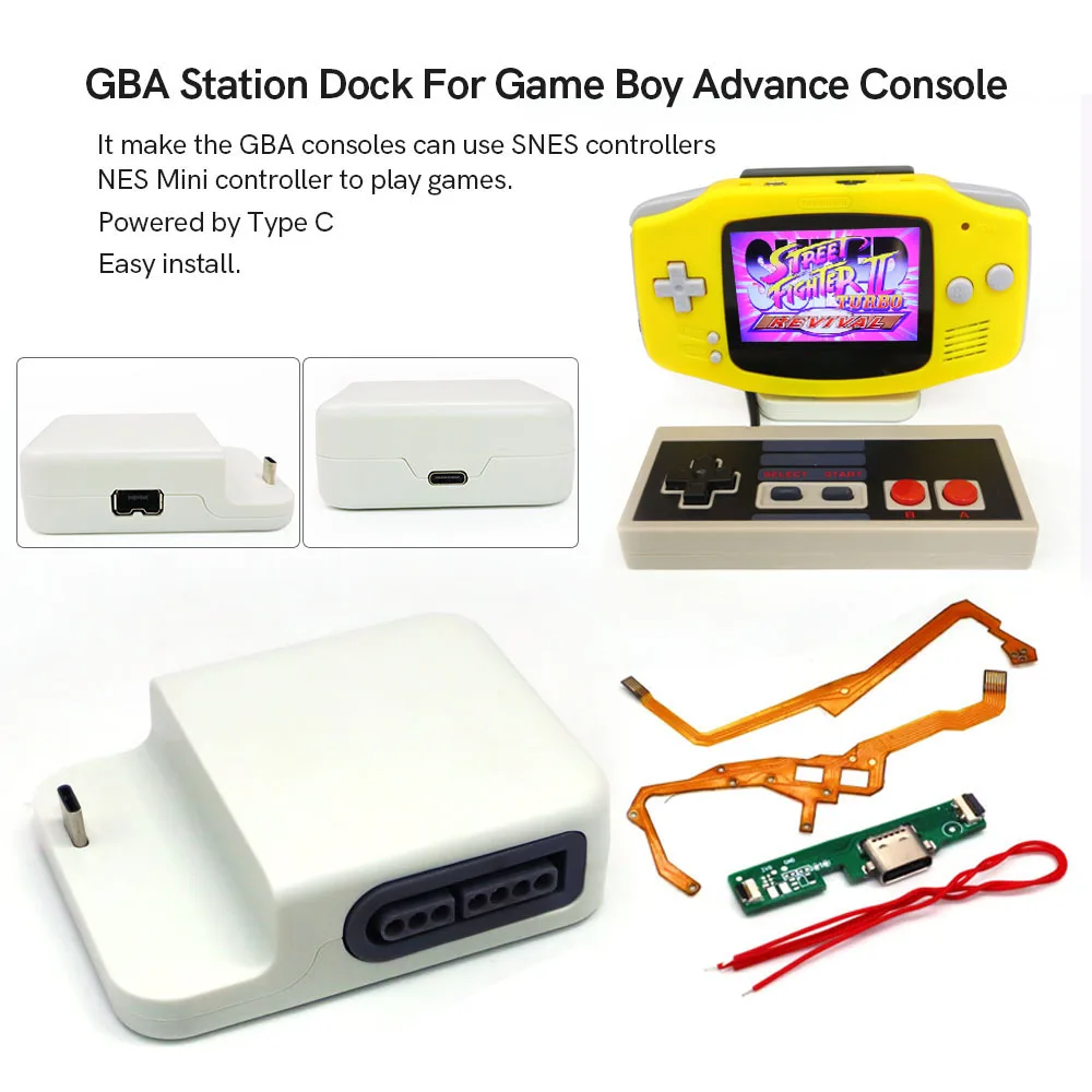 HISPEEDIDO USB Type C GBA  wired wireless Controller Portable Station Dock For Game Boy Advance Console GBA Switch Station Stand