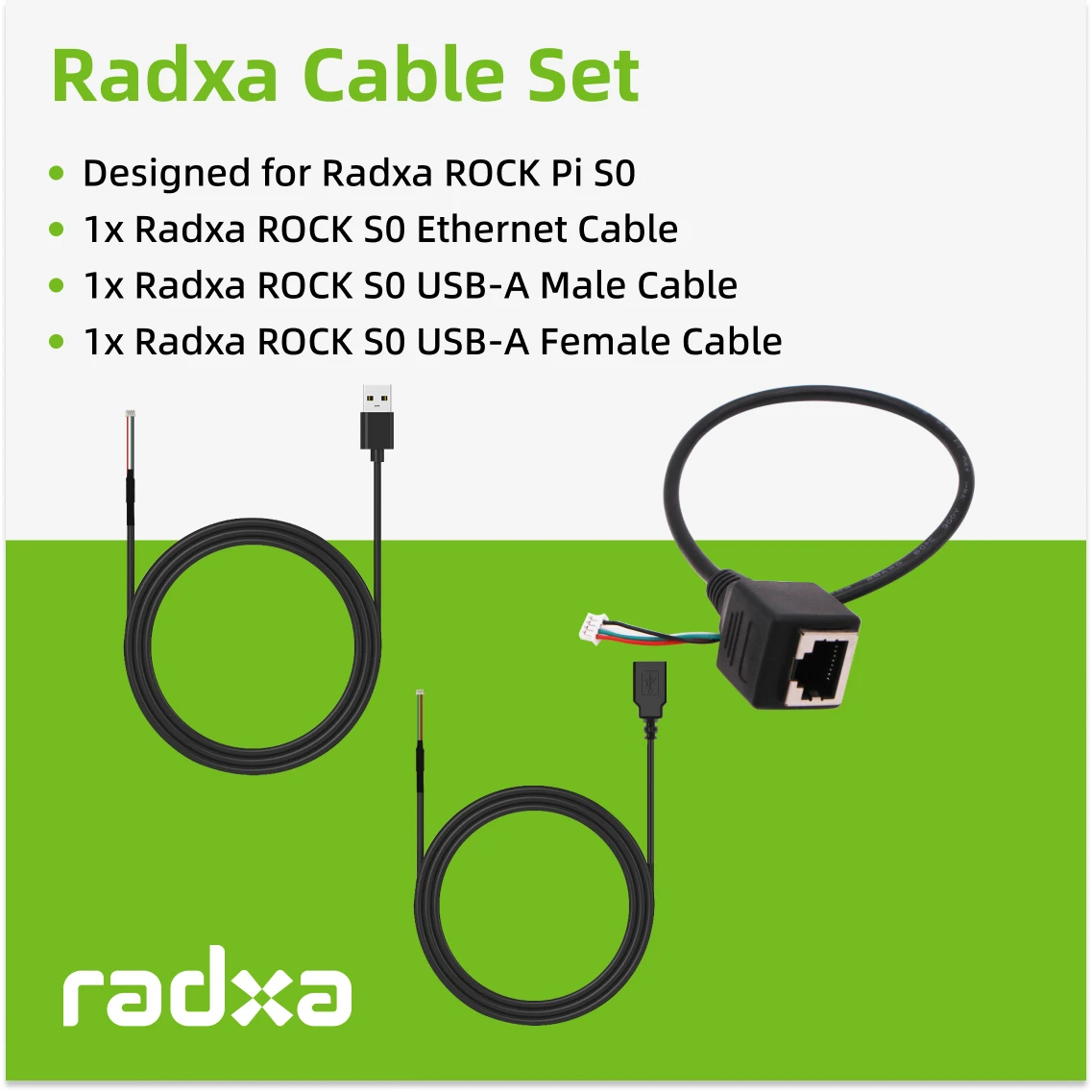 Radxa rock s0 ethernet kabel, radxa rock s0 USB-A männliches kabel, radxa rock s0 USB-A weibliches kabel