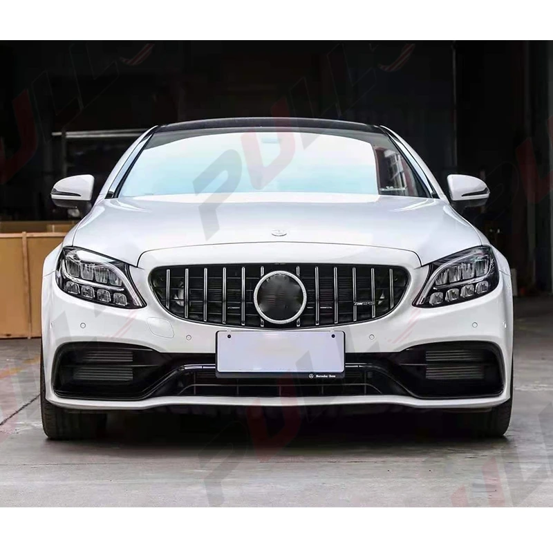 for New Benz W205 AMG Style Upgrade Body Kit with Plastic Bumpers Grille Hood Fender Rear Diffuser Side Skirts Tailpipes