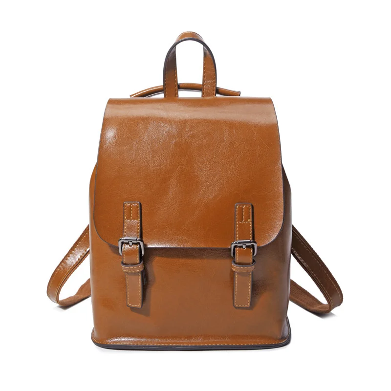 Genuine Leather Women Backpack Rucksack Vintage Real Cowhide Luxury Lady Crossbody Shoulder Bag Knapsack Grils School Daypack