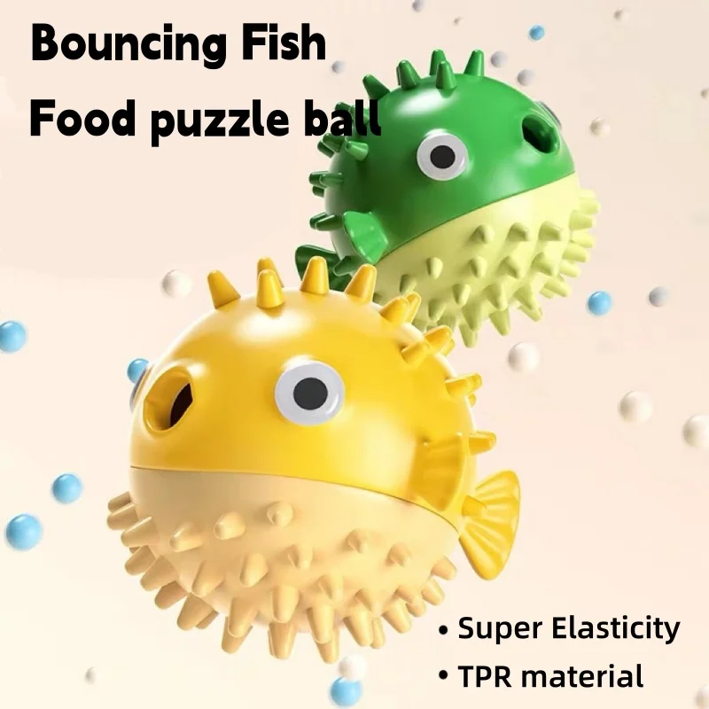 Interactive Dog Toy Treat Dispenser Bouncing Fish Slow Feeder Puzzle Boredom Relief Self Play Enrichment Pet Toy For Cats