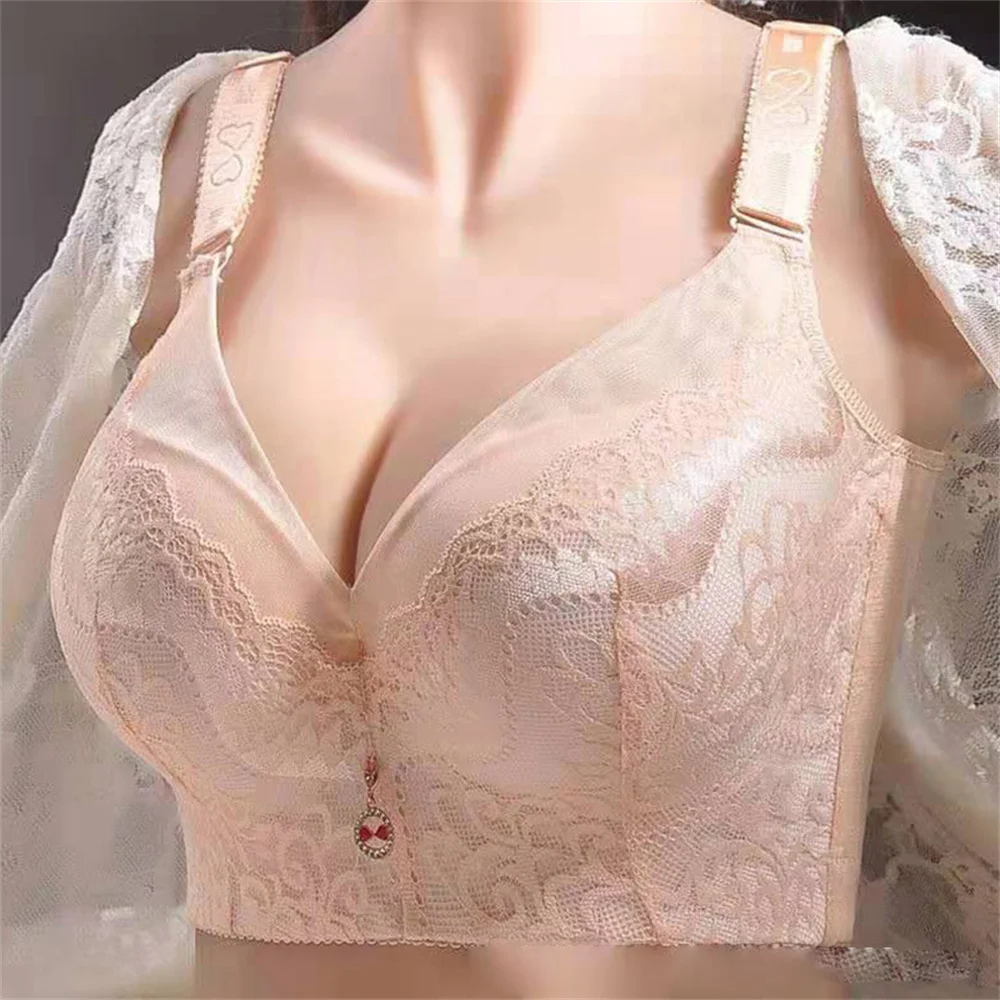 

Бюстгальтер больших размеров с полной чашкой, кружевное нижнее белье со стальным кольцом, регулируемое антипровисающее сексуальное нижнее белье для женщин больших размеров