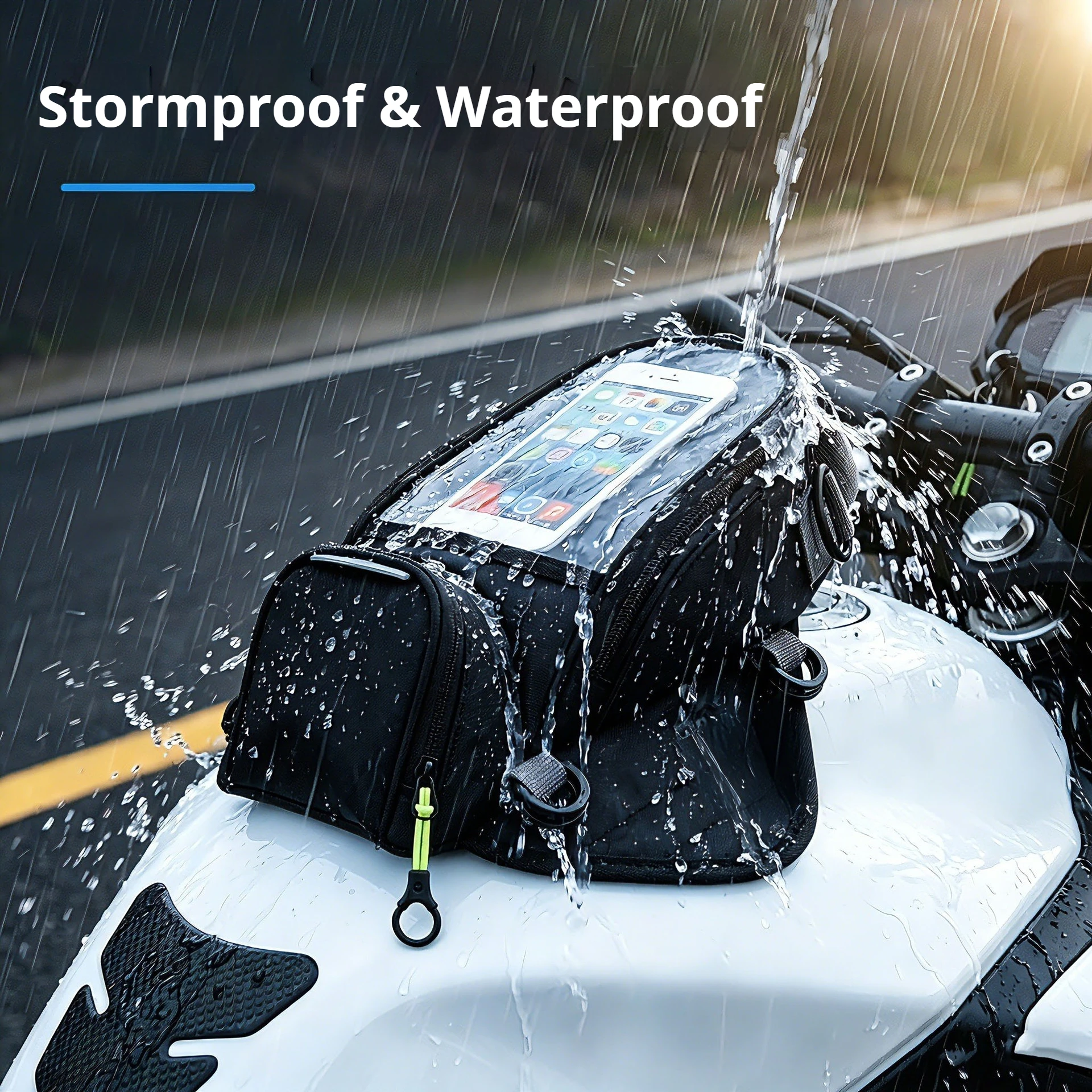 Locomotive Waterproof Fuel Tank Bag, Motorcycle Riding Car Storage Bag, Transparent Visual Mobile Phone Navigation Fixed Bag