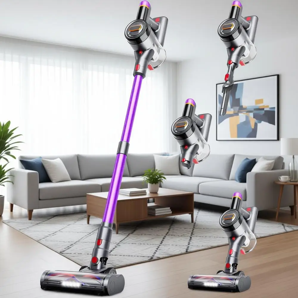 Upgraded 550W 45Kpa 60Mins Vacuum Cleaner, Anti-Stick with Self-Standing, LED Display, 8-in-1 Wireless for Carpet Pet Hair Hard
