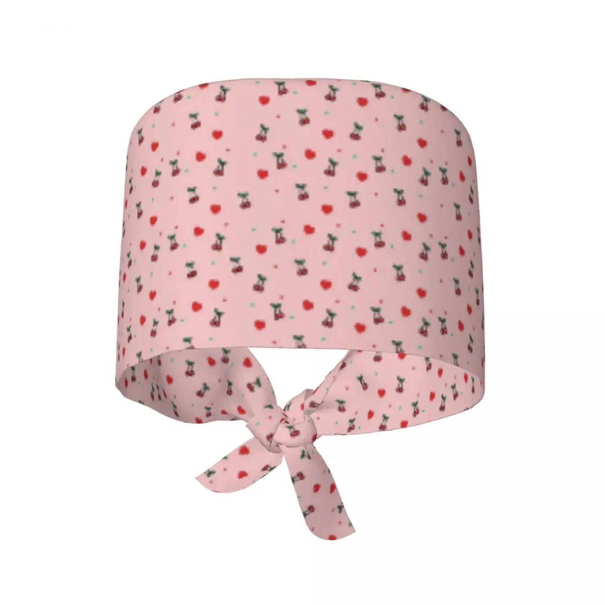 Cherry Heart Design Pattern With Pink Background Scrub Hat Doctor Working Surgical Cap Adjustable Nursing Caps for Dentist