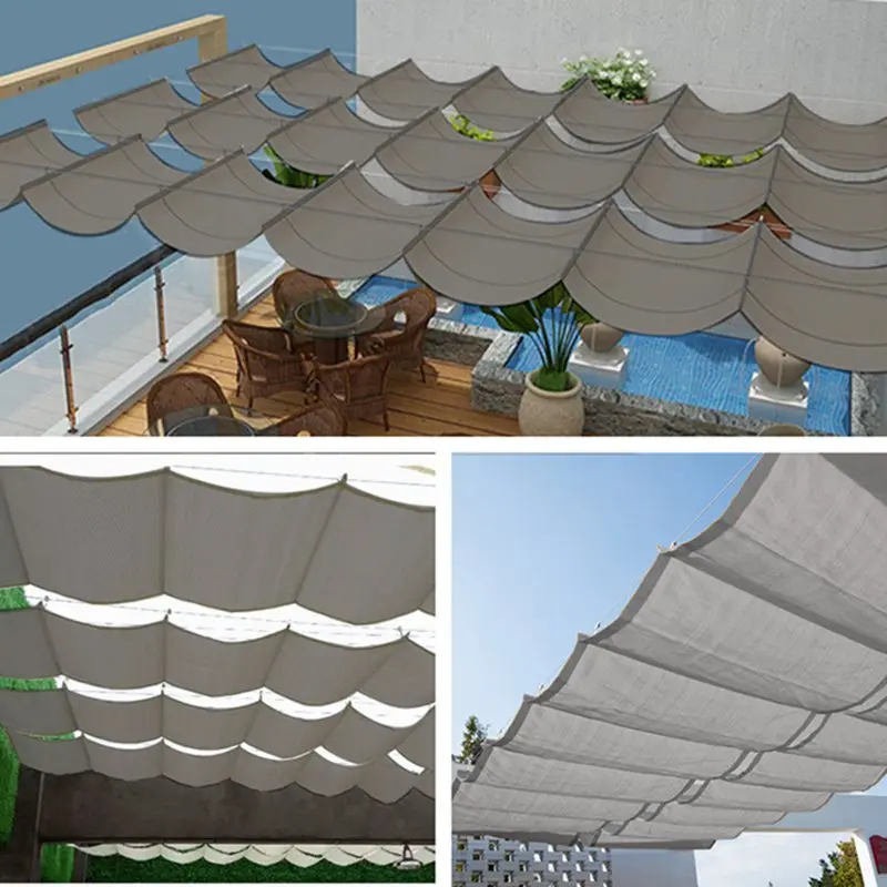 

Grey HDPE Telescopic Excluding Installation Accessories Wave Sun Shade Cloth Garden Shelter Awning Pergola Terrace Sunshade Net