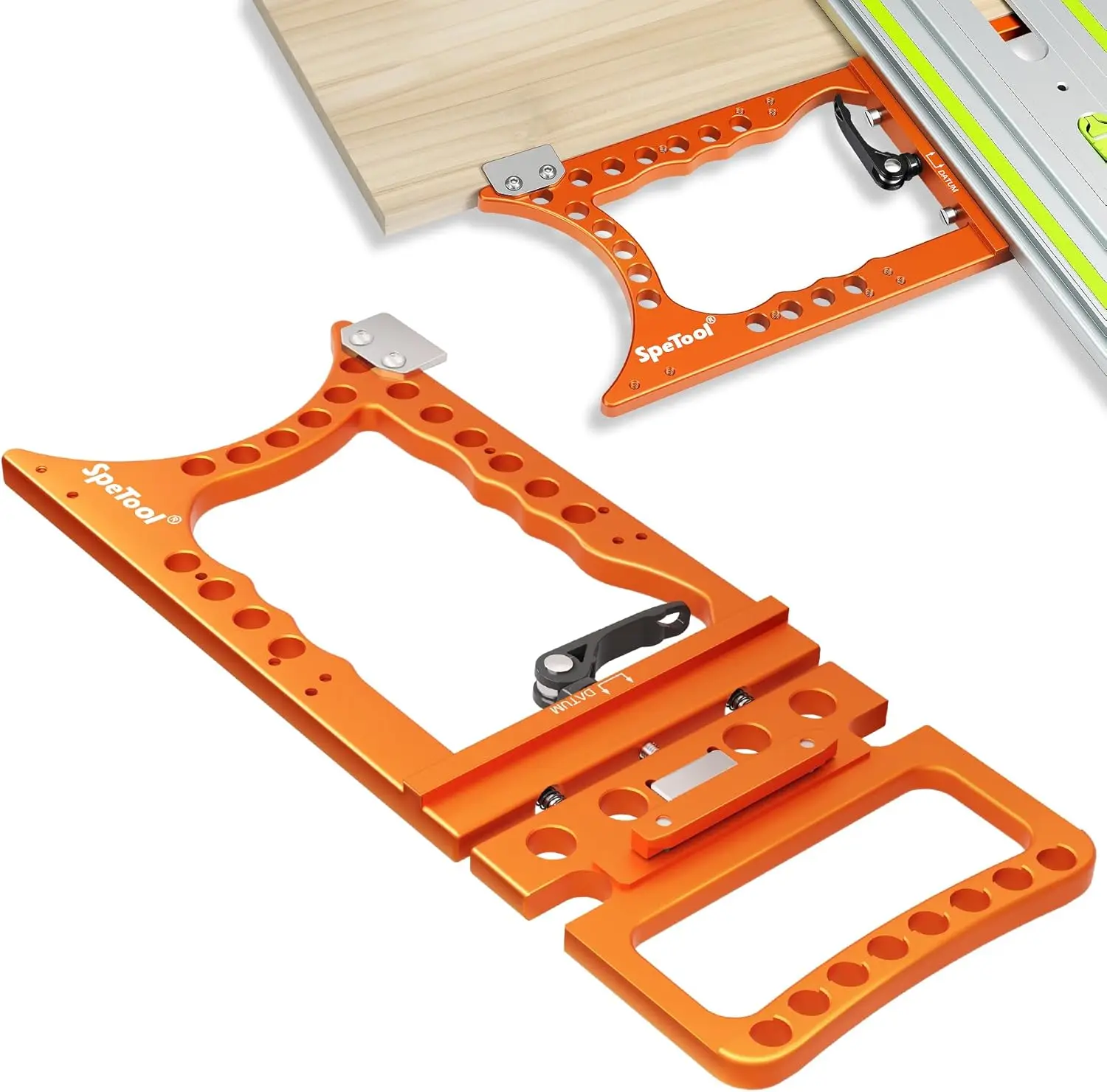 SpeTool Track Saw Square 90° Precision, Right-Angle Track Saw Guide Rail Square, Quick-Lock & Rail-Protect, Extra-Large & Thick