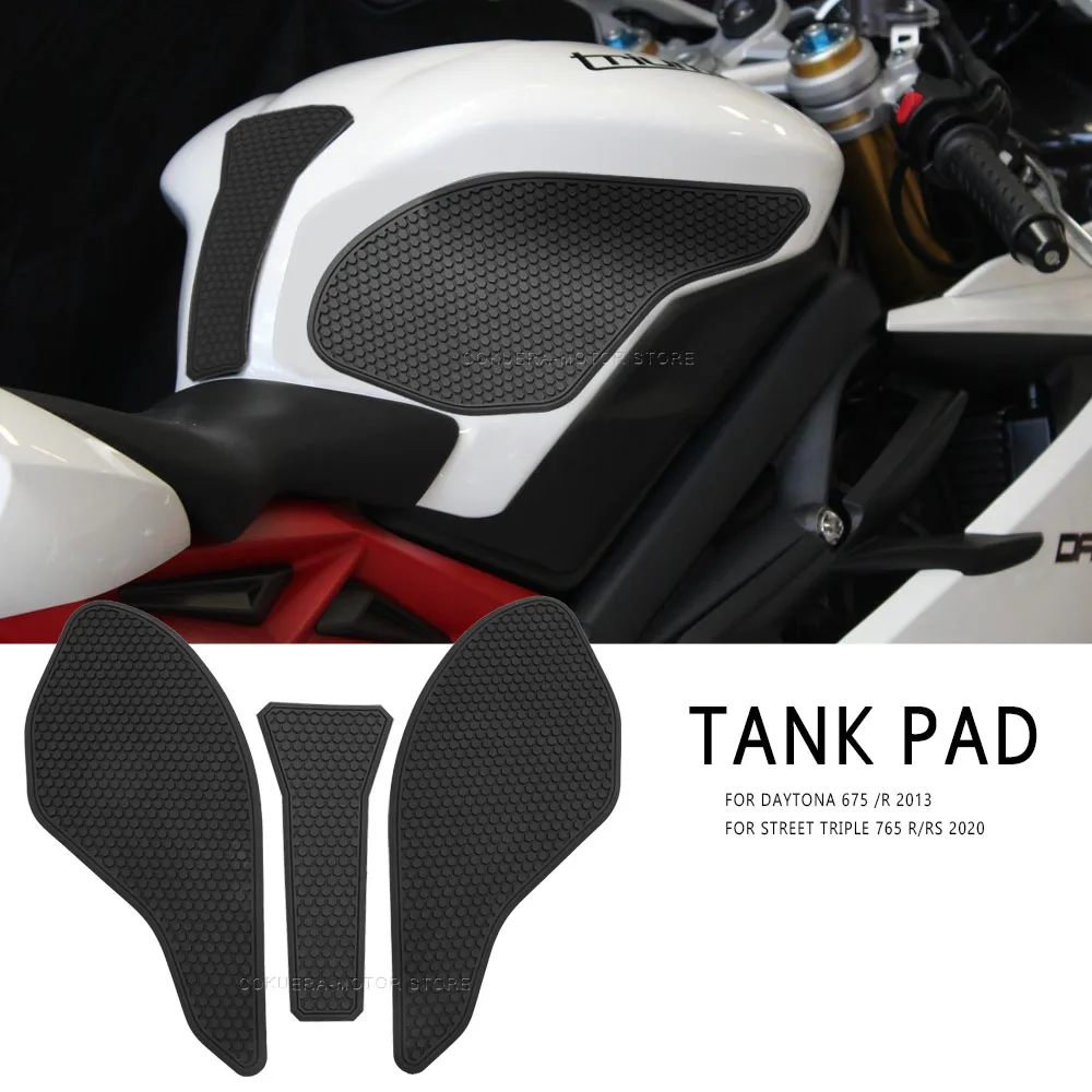 

For Street Triple 765 RS Motorcycle accessories Non-Slip Side Fuel Tank Stickers Tank Pad Rubber Sticker