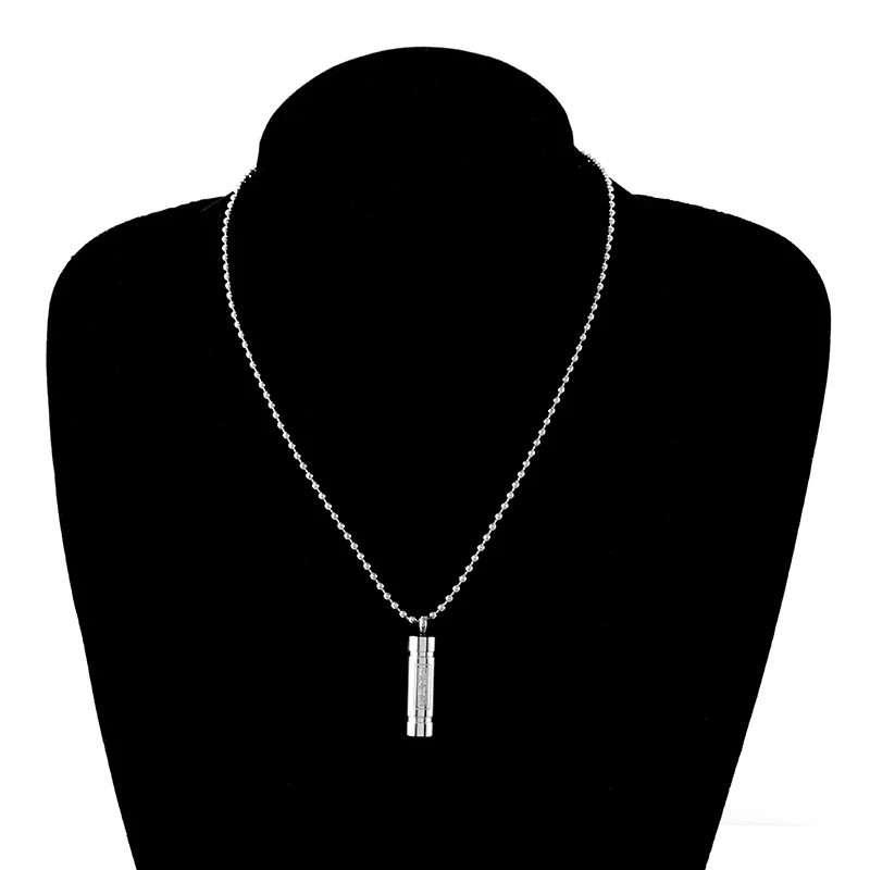 Fashion Creative Buddhist Shurangama Mantra Cylindrical Opening Pendant Necklace Men and Women Chinese Wind Amulet Jewelry Gift