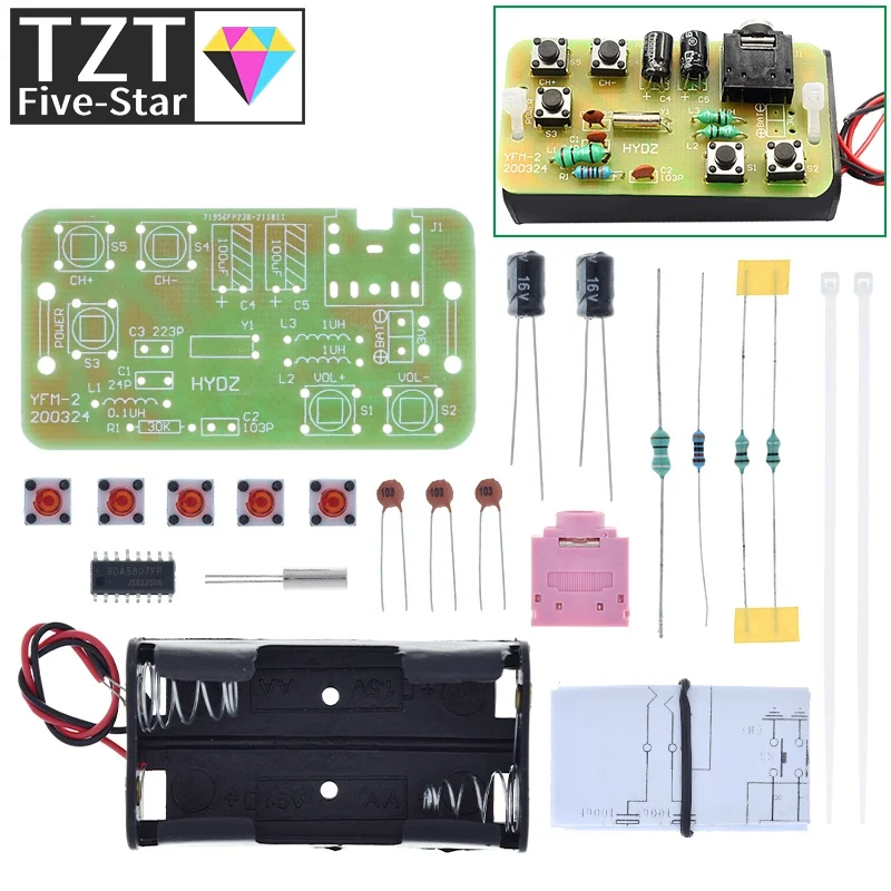 76-108MHz FM Stereo Radio DIY Kit Wireless FM Receiver Module Frequency Modulation Electronics Soldering Practice Project