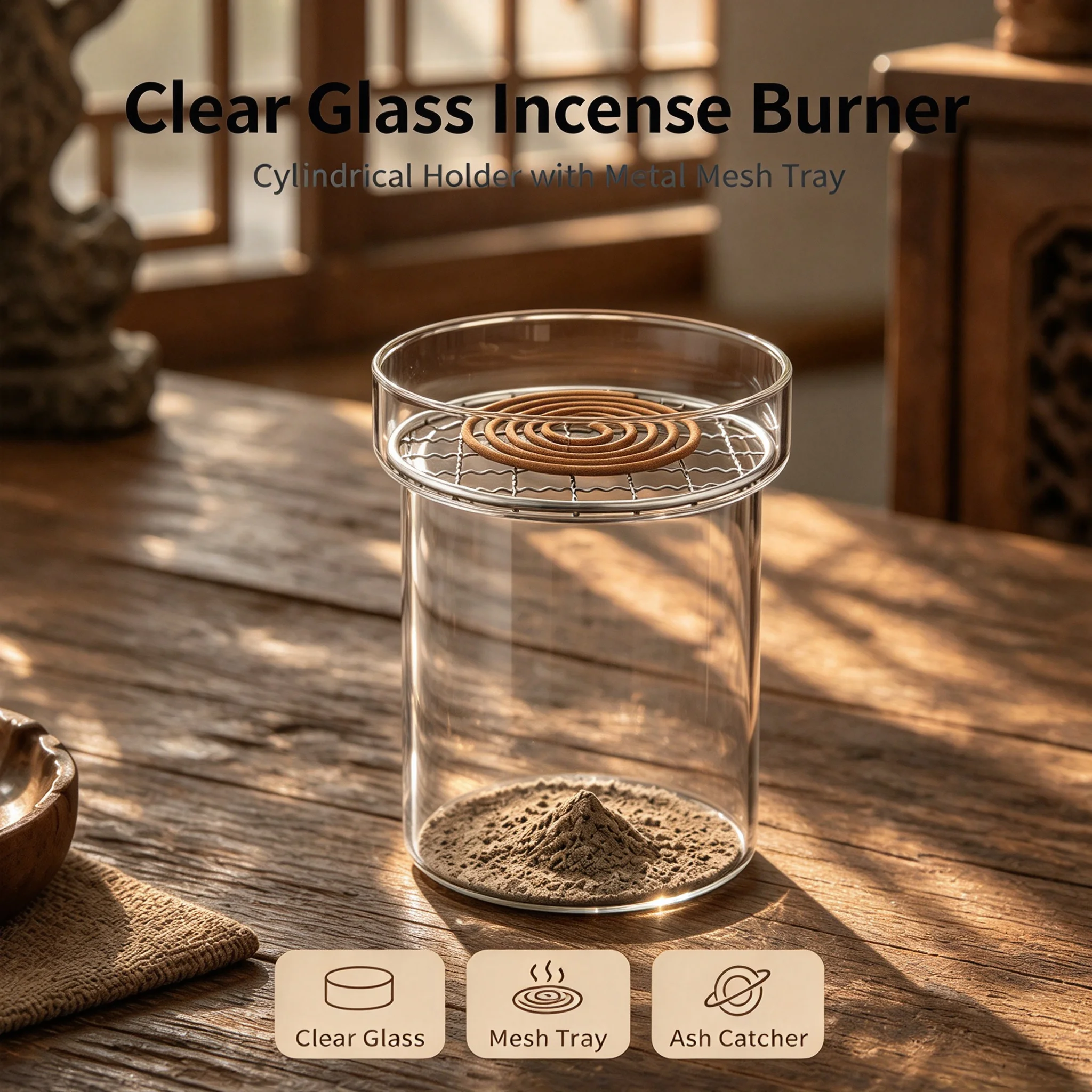 Vintage High Temp Glass Aromatherapy Burner Household Incense Seal Stove for Sandalwood Agarwood Mosquito Coil Indoor Zen Decor