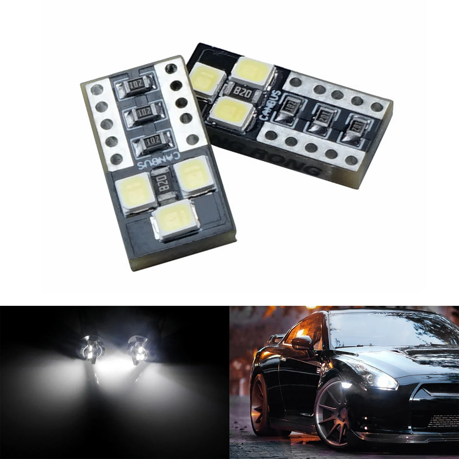 

YANYI 2x Canbus T10 W5W 501 White 6 SMD LED Sidelight Interior Number Plate Light Bulz