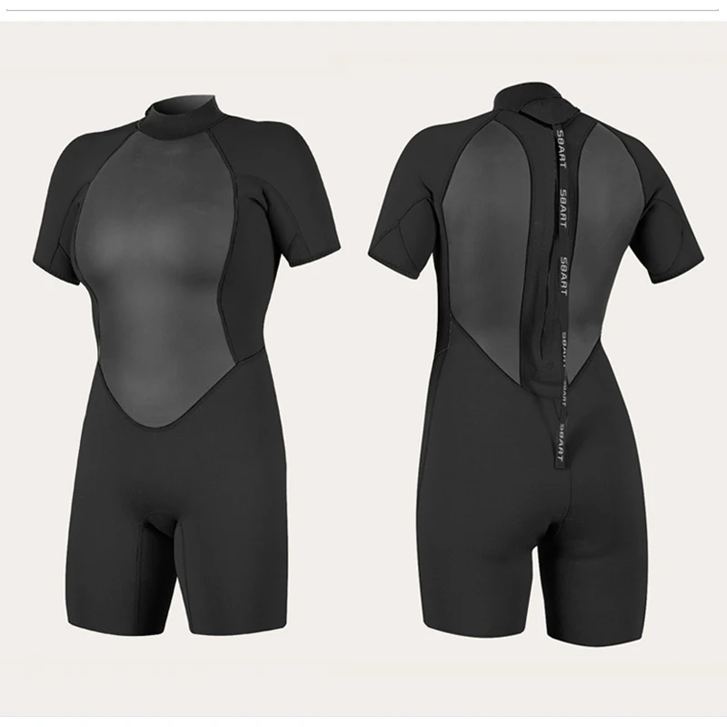 

Shorty Wetsuit Women,2mm Neoprene Short Sleeves Wet Suits Back Zip, Surf Suit Keep Warm in Cold Water for Snorkeling Kayaking