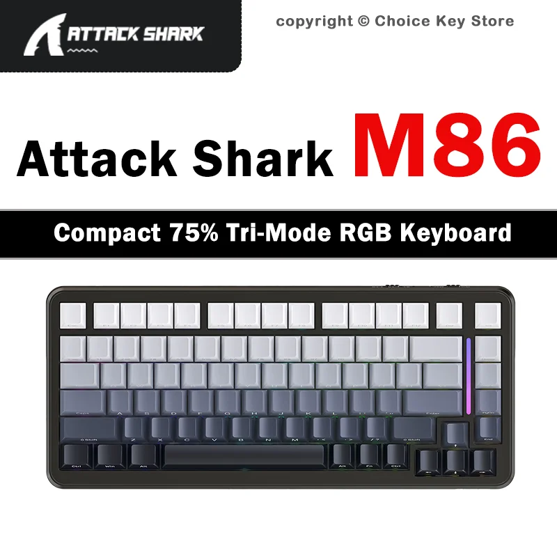 clavier-mecanique-sans-fil-attack-shark-m86-75-82-touches-tri-mode-bluetooth-24g-filaire-hot-swap-joint-d'etancheite-touches-pbt-imprimees-sur-le-cote-rgb