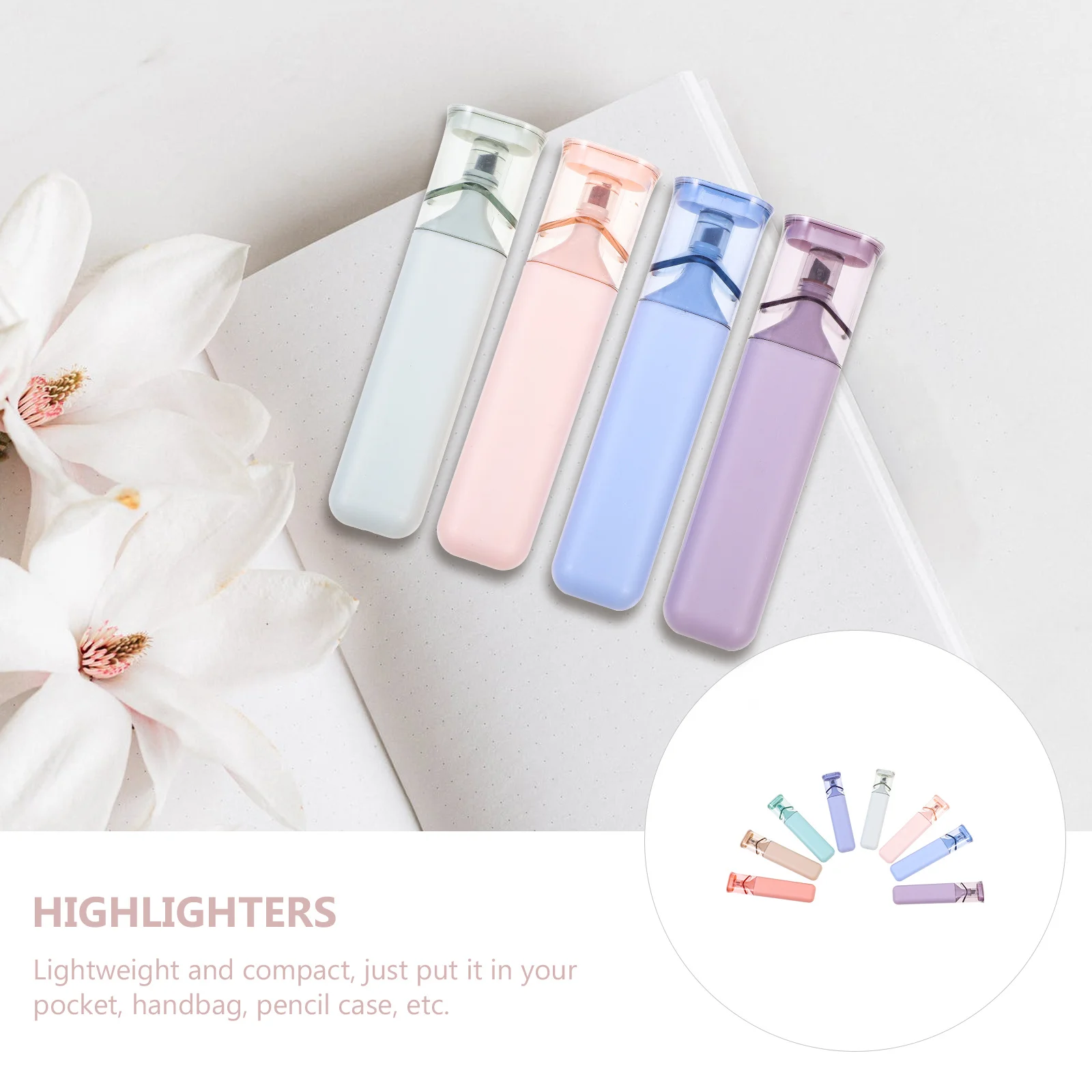 8 قطع من أقلام تحديد متعددة الأغراض، أقلام تحديد مريحة للمستندات، علامات هايلايتر مدمجة خفيفة الوزن للاستخدام بنفسك