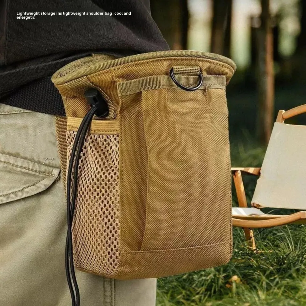 Oxford Drastring Waist Bag Durable Khaki Nylon Mobile Phone Pouch Accesssories Adjustable Utility Belt Waist Fanny Pack Men