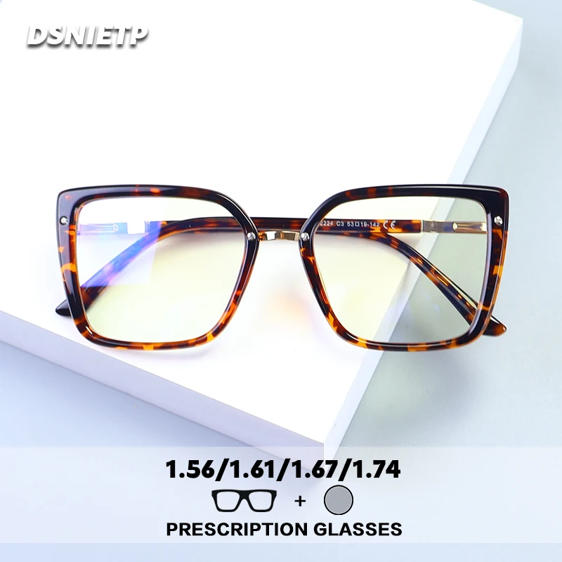 

ISLINO Computer Prescription Glasses Women Cat Eye Anti Blue Light Progressive Photochromic Reading Glasses Myopia Eyewear