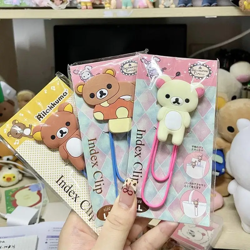 

Kawaii Rilakkuma бумажный зажим Милая мультяшная ручная запись Закладка украшение фиксированный студенческий фестиваль подарки креативная периферия