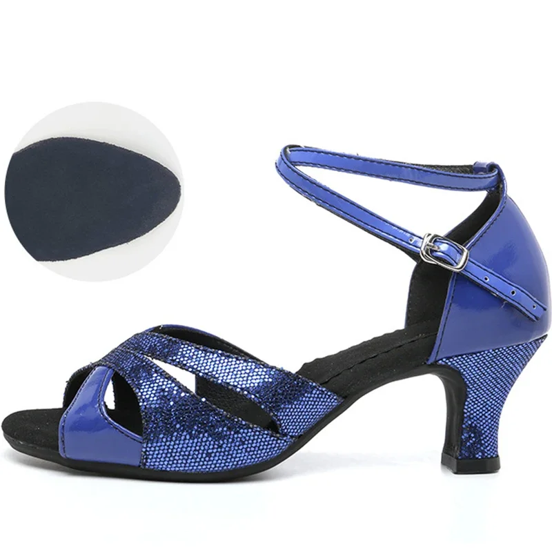 Girls Ballroom Women's Latin Tango Dance Shoes Heeled 3.5cm/5.5cm Sales Silver Gold Black Blue Color Wholesale