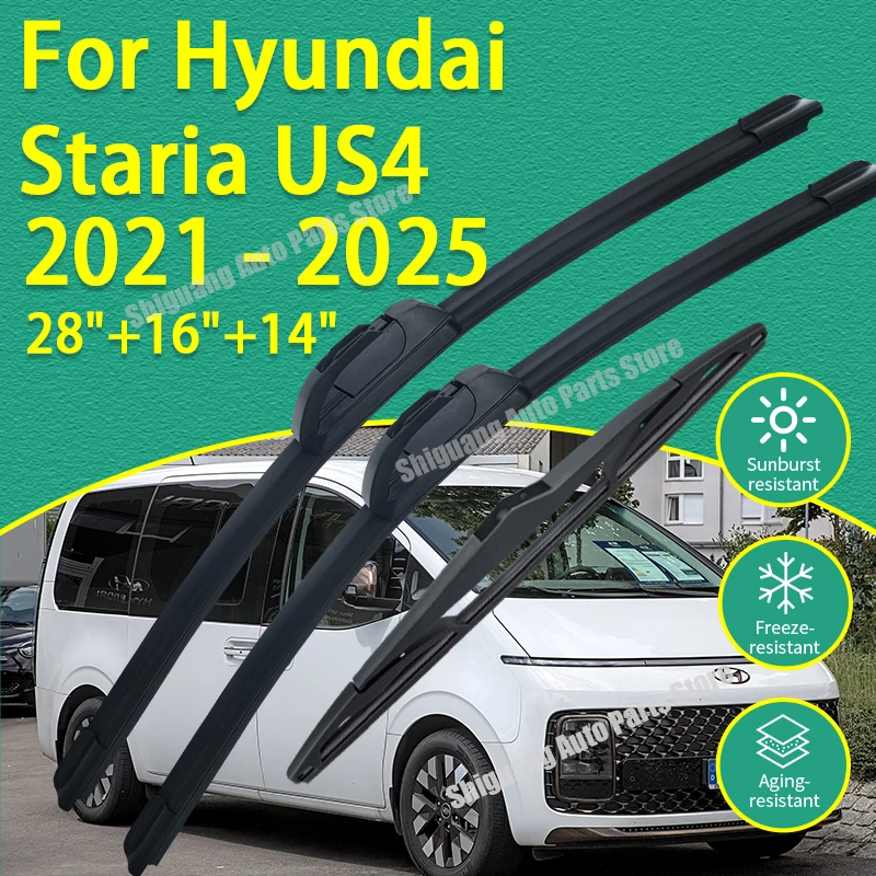 

Front Rear Silicone Coating Wipers for Hyundai Staria US4 2021 - 2025 Car Wiper Windshield Windscreen Blades Accessories 2022