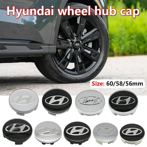 현대 i10 i20 i30 i40 ix20 ix35 투싼 솔라리스 엑센트 아제라 엘란트라용 56m 58mm 60mm 자동차 휠 센터 캡 허브 커버 4개