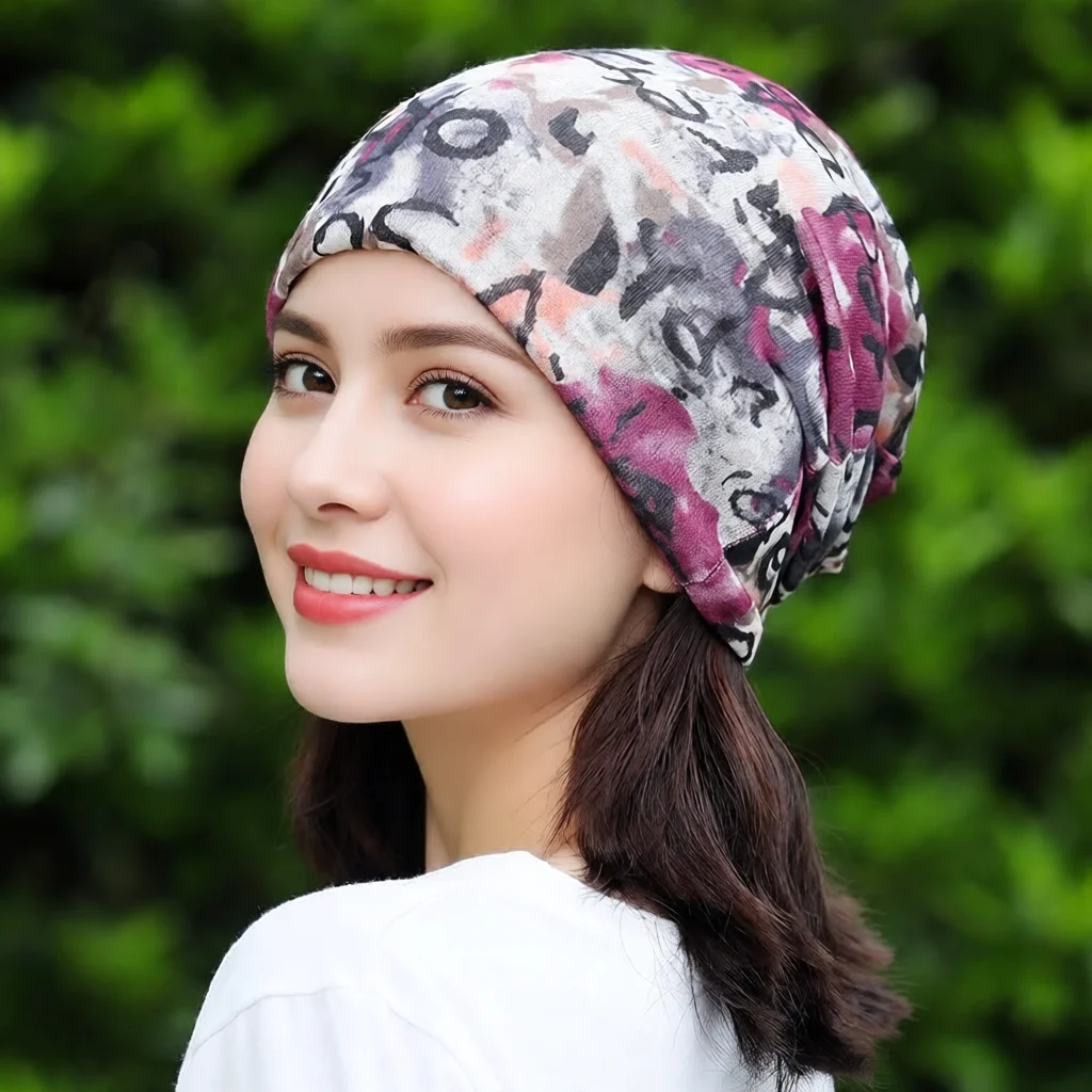 Turban-Mütze für Damen, Kopftuch mit Blumenmuster, winddicht, atmungsaktiv, Sonnenschutz, Outdoor-Beanie, Kopftuch, Baggy Cap, weibliches Kopfbedeckung