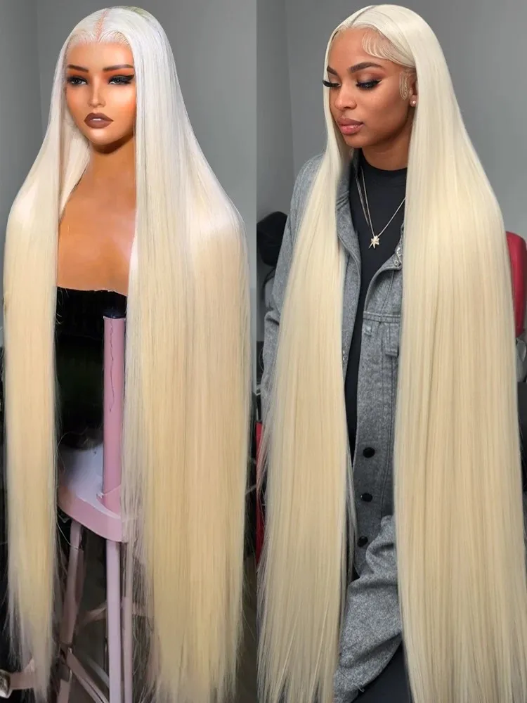 

40 30Inch Blonde 220 Density 613 straight 13x6 Hd Transparent lace front wigs human hair Brazilian human hair Wig