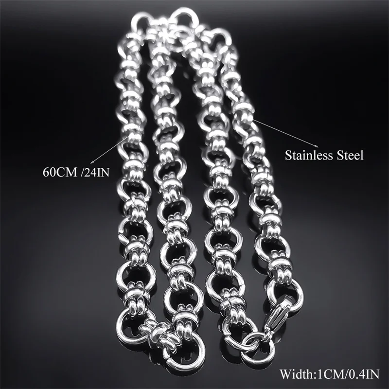 Exquisite Sweet Cool Punk Knot Link Chain Necklace for Men Women Stainless Steel Silver Color Hip Hop Choker Collar Jewelry SG11