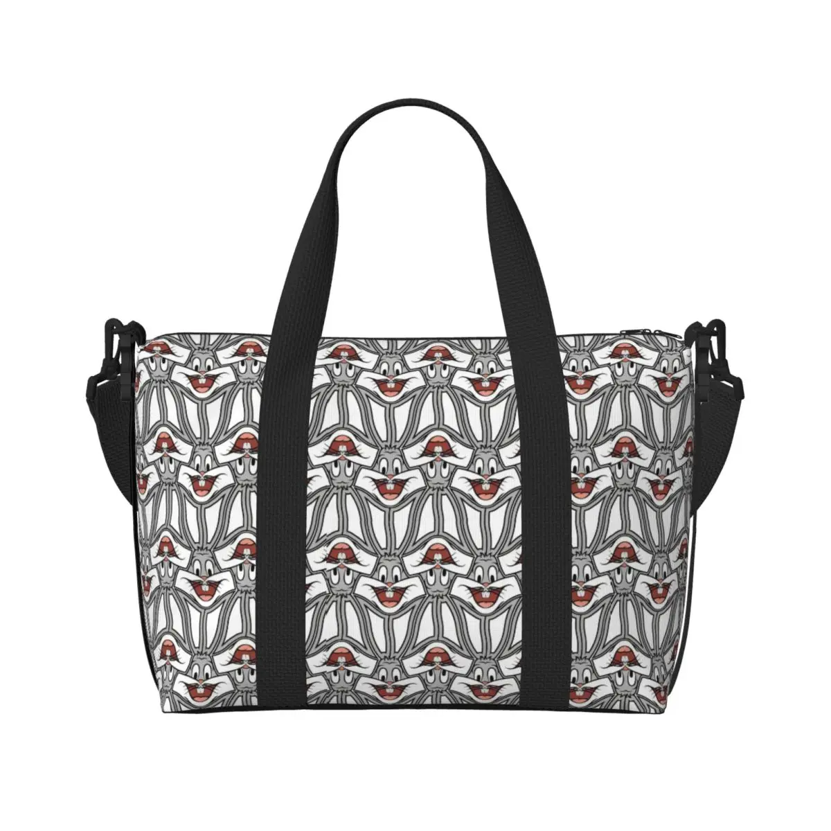 

Custom B-Bugs B-Bunny Tote Bag for Women Large Capacity Rabbit Cartoon Gym Beach Travel Bags