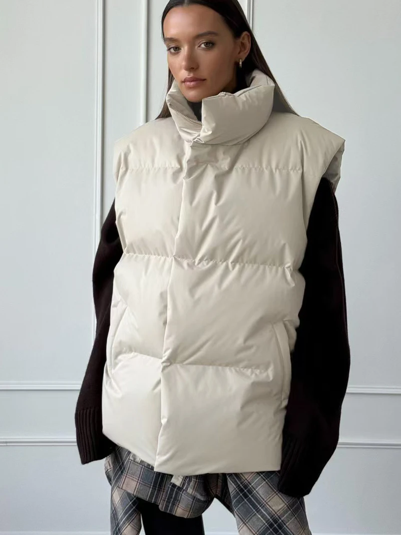 

Women's Vest Coat Zipper Stand Collar For Autumn Winter