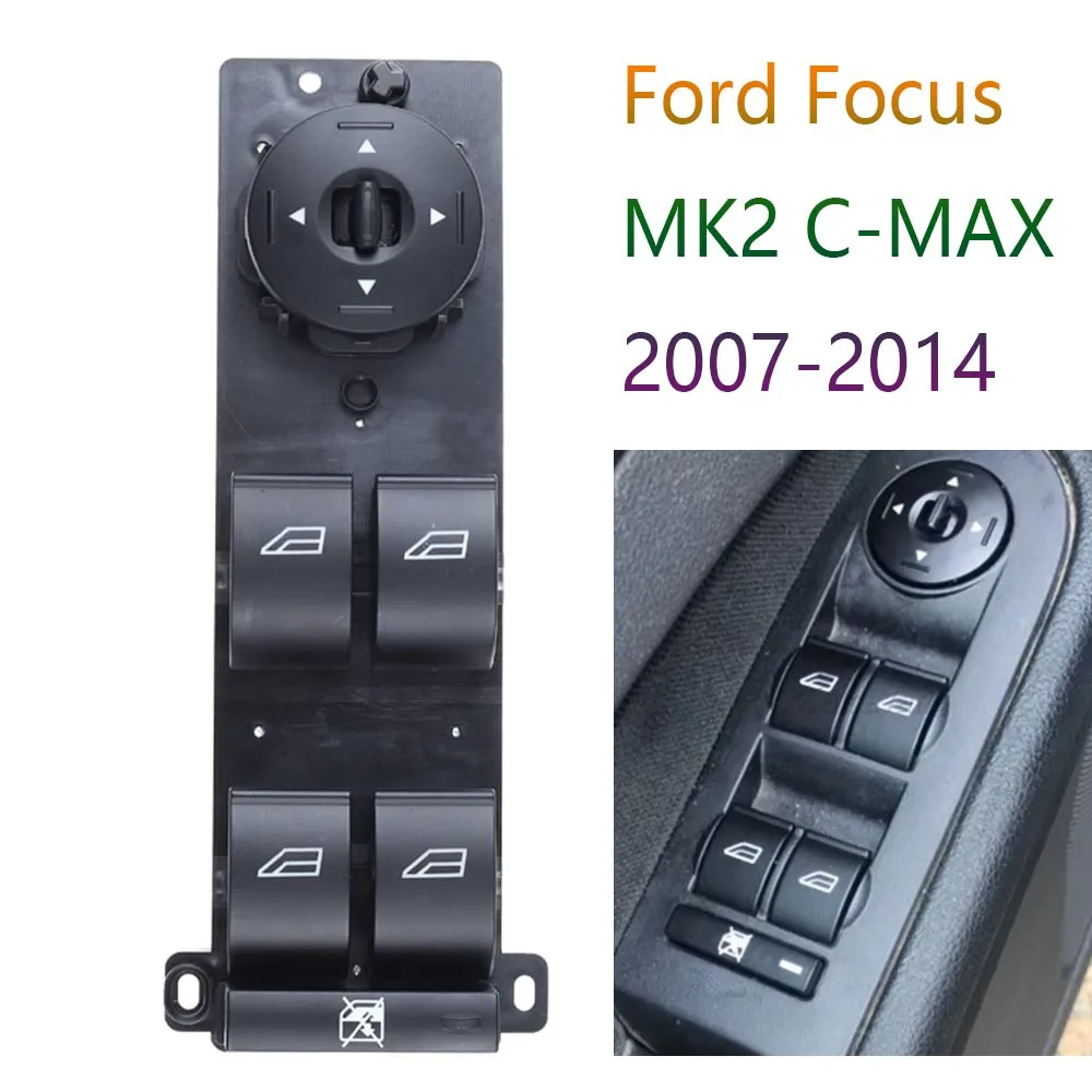 

Электрический переключатель стеклоподъемника для Ford Focus MK2 C-MAX 2007-2014, кнопка регулировки стеклоподъемника передней левой двери, автомобильные аксессуары