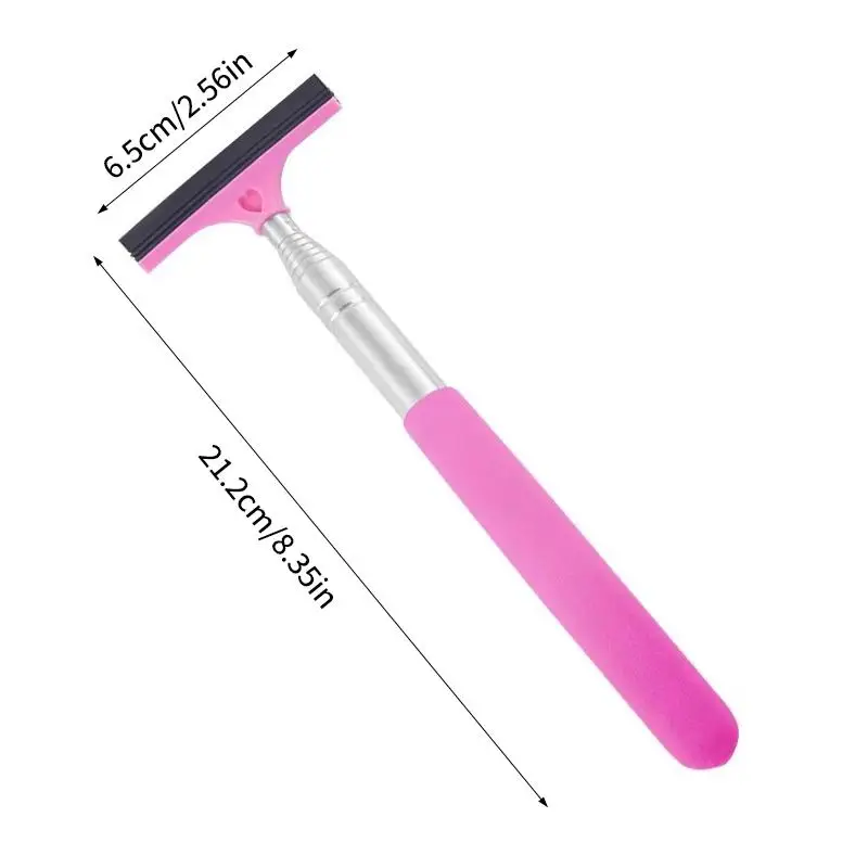 #1PC Stainless Steel Telescopic Car Rearview Mirror Wiper With Retractable Layered Brush Head Handheld Window Cleaning Tool