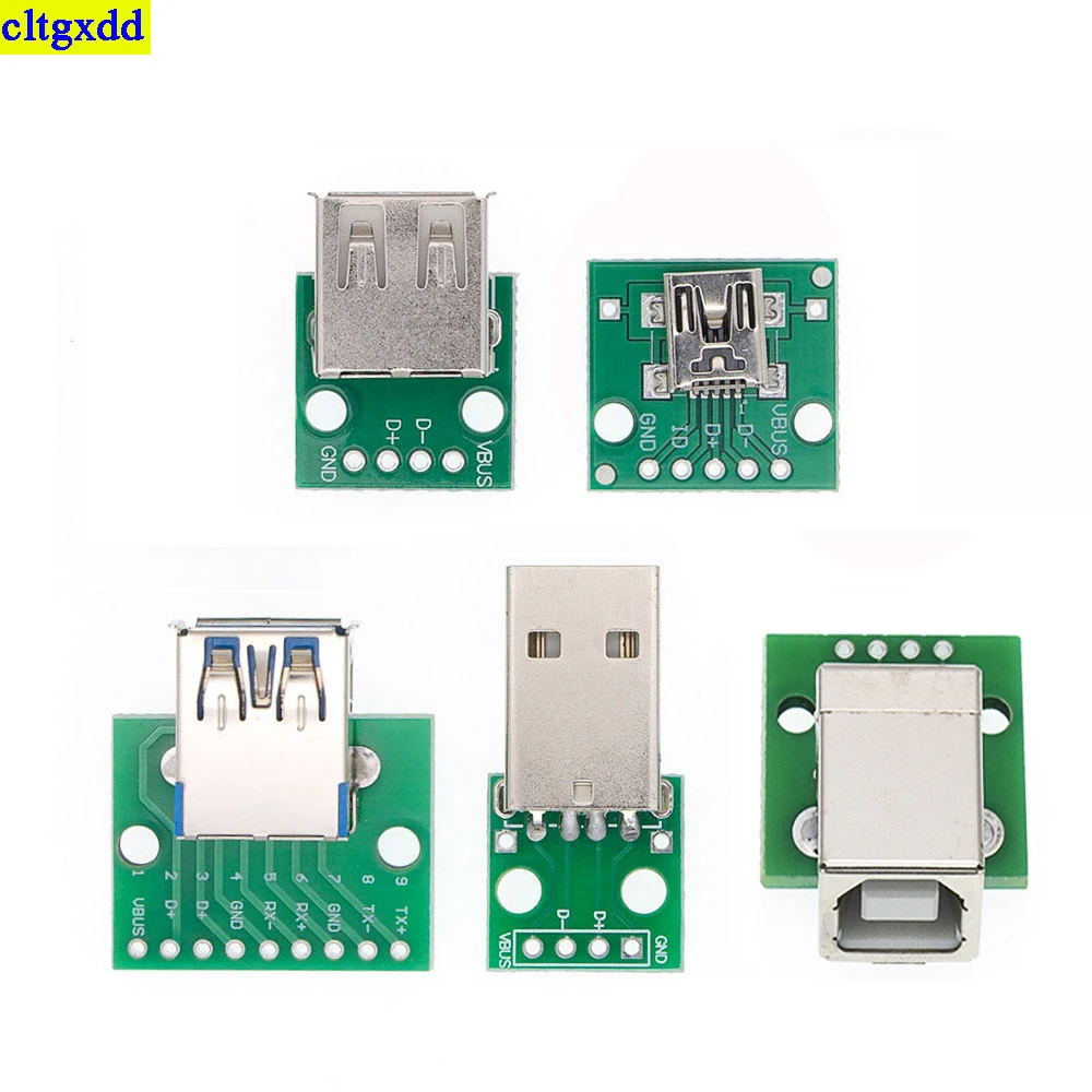 

Cltgxdd 2 шт. мини USB для DIP PCB конвертер адаптер штекер 2,54 мм Разъем B Type-C USB2.0 3,0 конвертер