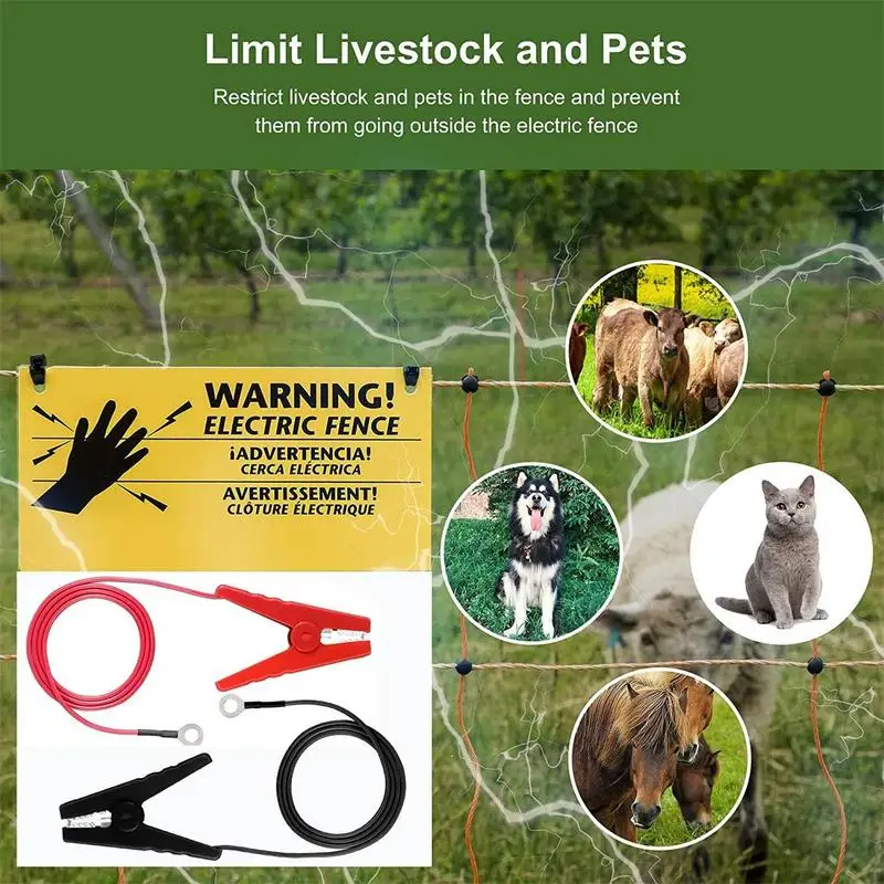 شاحن سياج شمسي يؤدي بمشبك تمساح ، سلك شحن ، خطوط اختبار تيار ، خطوط توصيل محول #5