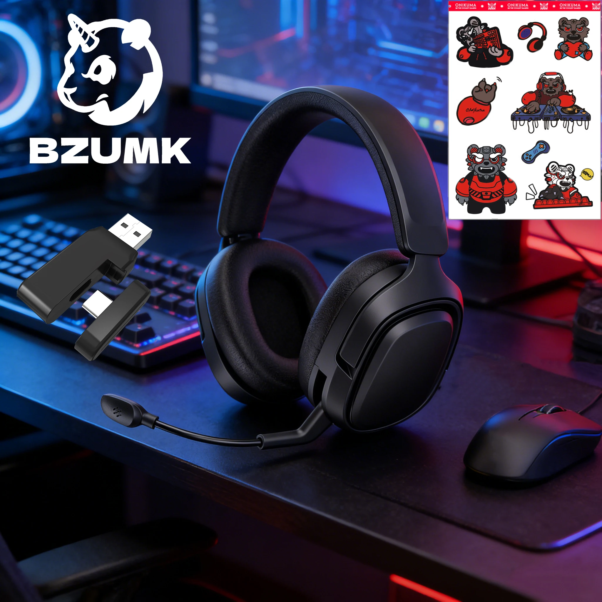

BZUMK GT808 Headset Style Three-Mode Headphones Adjustable Comfortable Padded Overhead Gaming Headsets with Microphone