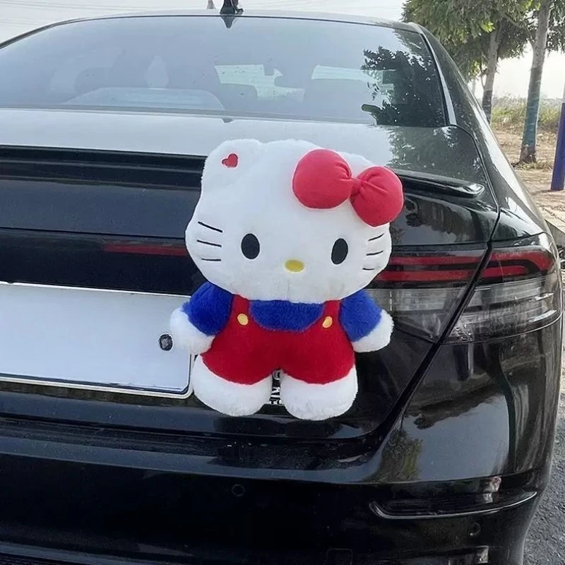 

Hello Kitty автомобильные украшения для задней двери, клейкие аксессуары для салона автомобиля, плюшевый материал, украшение для хвоста автомобиля