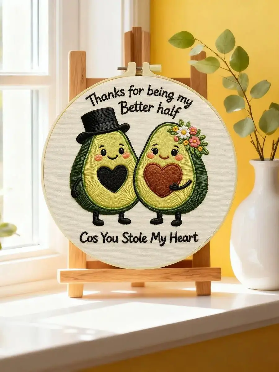 1 Stück 20X20CM/15X15CM 7,87/6,3 Zoll Avocado-Stickerei-Starter-Kit DIY-Kit DIY-Stickerei-Set Handarbeiten Malerei – Detail 6