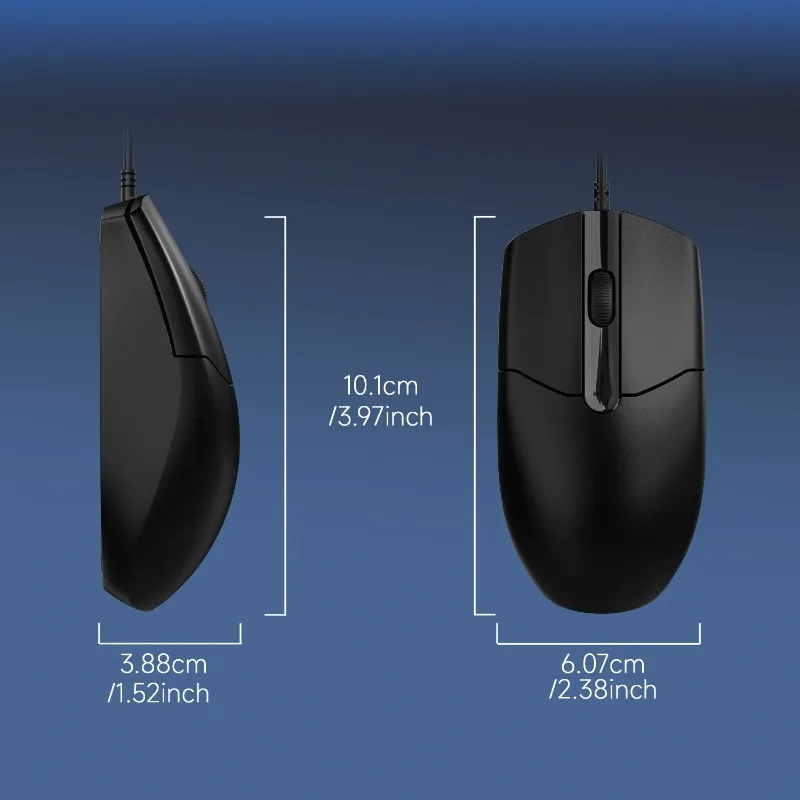 AJAZZ NJ01 Ratón con cable ergonómico 1000DPI Macro Gaming Mouse para PC Laptop Ratón silencioso Sonido suave Computadora de oficina tableta negro