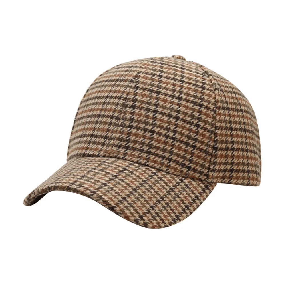 Casquette de baseball classique en tweed à chevrons - Idéale pour un style décontracté mature et offre une chaleur agréable en automne et en hiver