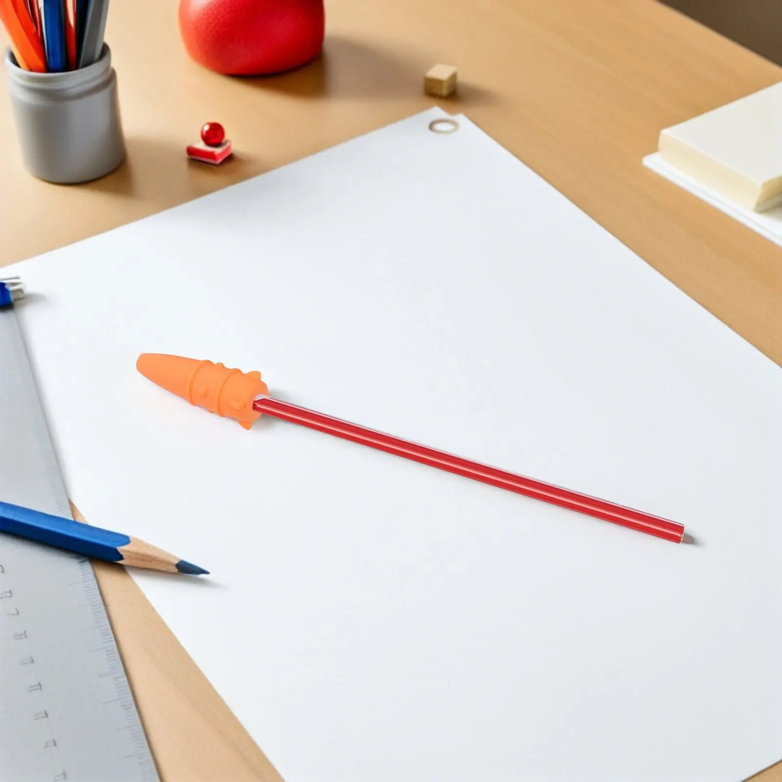 

4pcs Silicone Rocket Caps 6.8Mm Hole Chewable Topper For Sensory Needs Soft Tip Protector Cute Pencil Accessories For