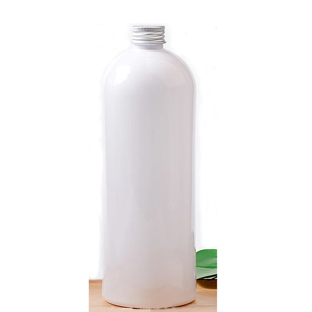 1000ml transparency&white color Refillable PET plastic lotion cosmetics travel bottle with plastic plug and aluminum cap