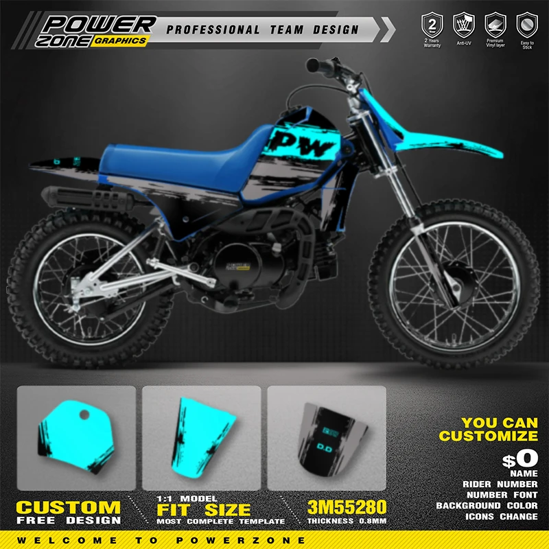 

Наклейки PowerZone Custom Team Graphics для комплекта наклеек 3 м для YAMAHA PW80, наклейки для мотоциклов 02