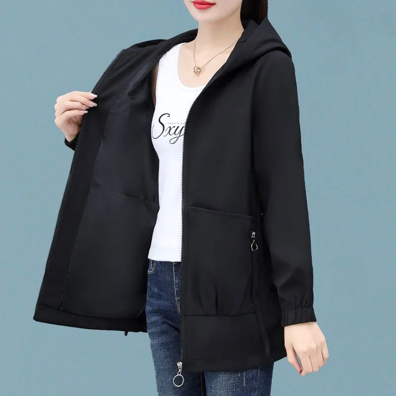 Long Windbreaker Jacket Women 2024 Autumn Winter New Trench Coats Add Velvet Hooded Outerwear Female Loose High Quality Overcoat