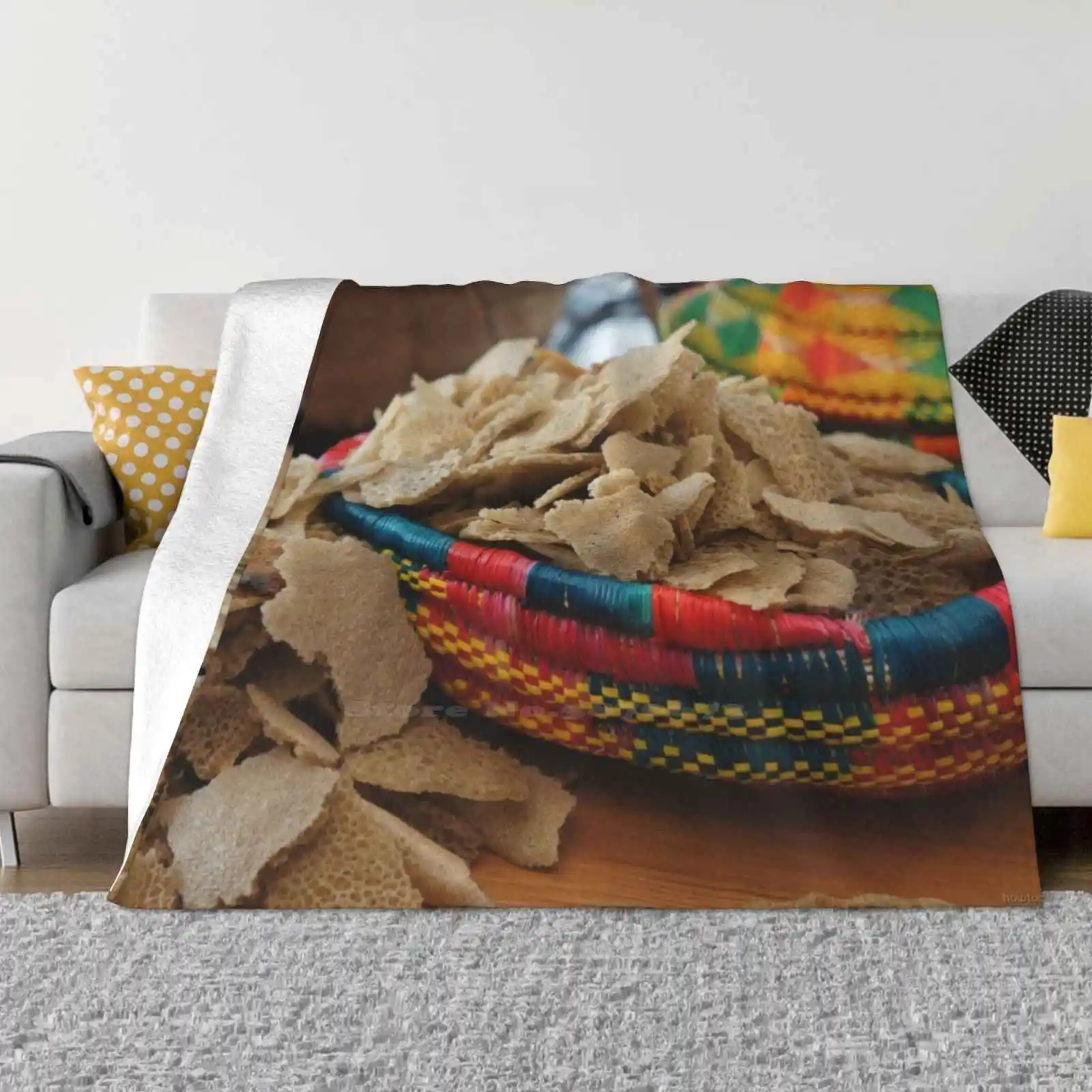 Ethiopian Food-Injera Dirkosh New Selling Custom Print Flannel Soft Blanket Ethiopian Food Injera Dirkosh Addis Ababa Habesha