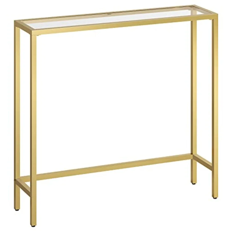 

29.5" Narrow Console Table, Modern Sofa Table Behind Couch, Tempered Glass Entryway Table, Small Side Table for Entrance, Livin