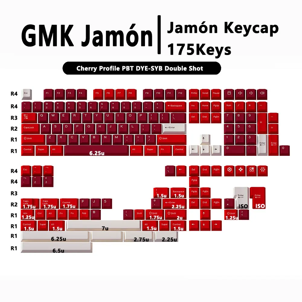 مجموعة/مفاتيح iy 177 ، غطاء لمفاتيح PBT Cherry ، أحمر GMK Jamón ، أغطية مفاتيح الصبغة الفرعية ، غطاء مفاتيح ISO لألواح مفاتيح الألعاب الميكانيكية حسب الطلب