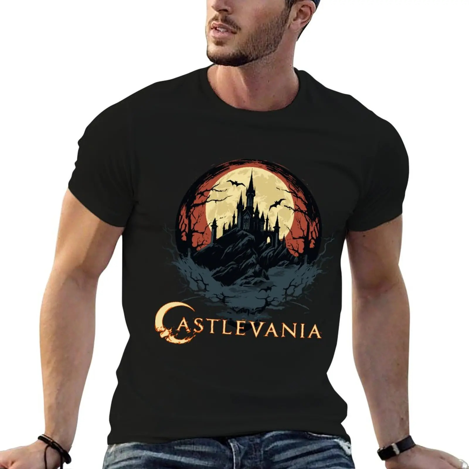 Castle of Darkness T-Shirt Large Size Casual Short Sleeve Top