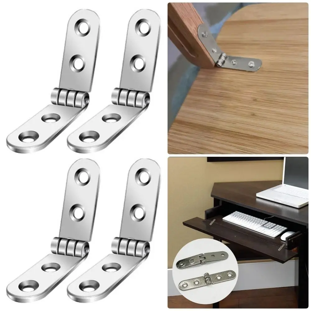 8Pcs 270 Degree Foldable Hinge Furniture Hardware Accessories Silver Flap Screw-On Hinges Excluding Screws Metal