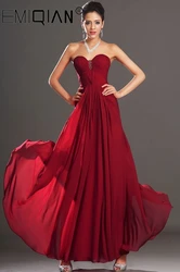 New Stunning A Line Fitted Bodice Burgundy Chiffon Formal Evening Dress